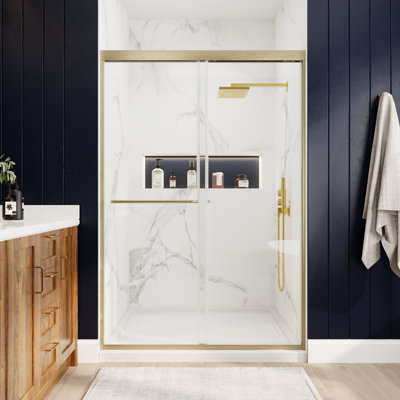 44-48 in.W x 70 in.H Semi-Frameless Sliding Shower Door Clear SGCC Tempered Glass.