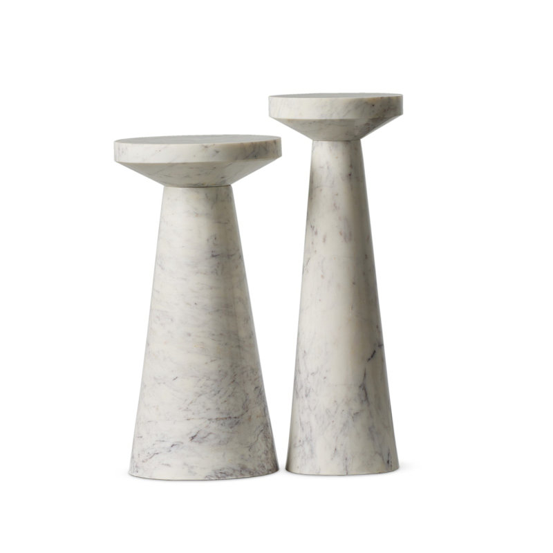 Cen Nesting End Tables-Veined White Marble