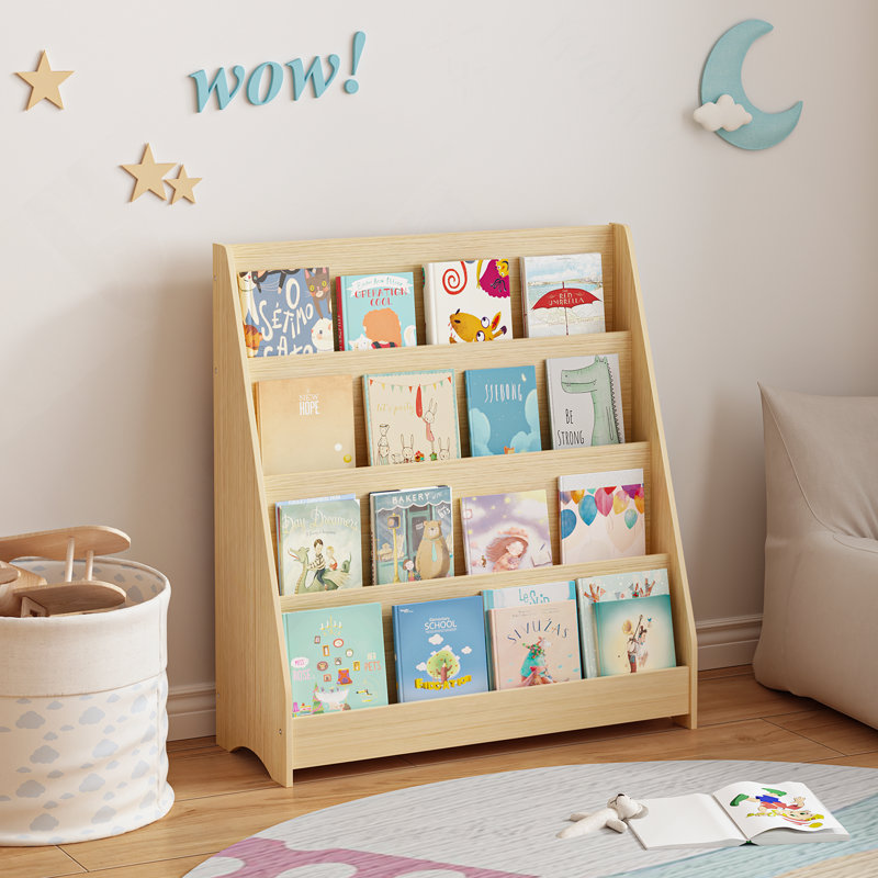 Bibliothèque à 4 niveaux, tablettes de présentation pour chambres à coucher, salles de jeux et salles de classe