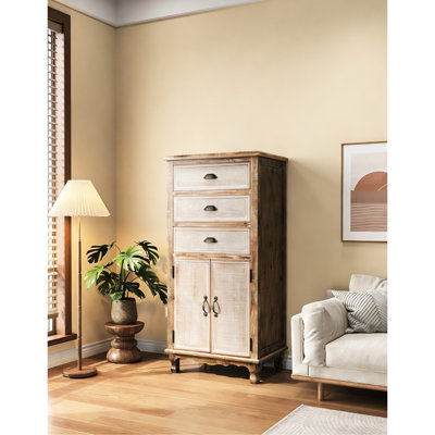 Meuble rustique blanc antique avec 3 tiroirs et élégant fini bois vieilli, idéal pour les petits espaces dans une chambre ou un couloir.