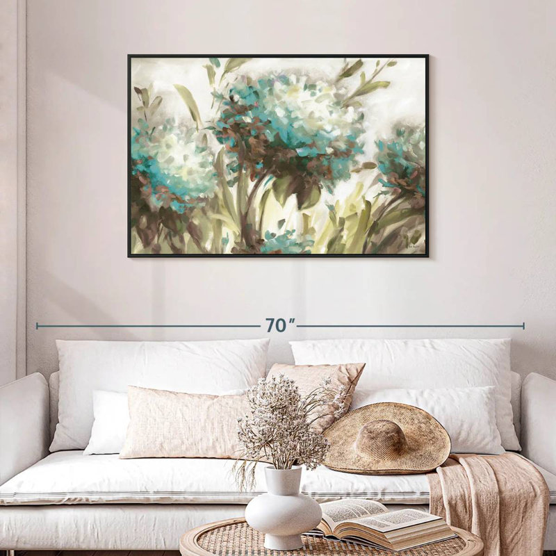 Hortensia champ neutre, Cadre flottant noir, 43 po x 29 po