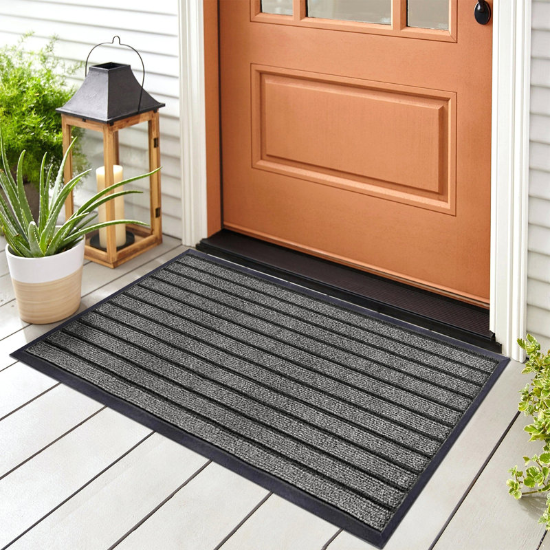 Non-Slip Heavy-Duty Indoor Outdoor PVC Rubber Door Mat, 80cm W x 150cm L, Grey