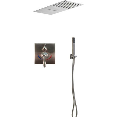 Pomme de douche à pluie et cascade avec douchette à main en acier inoxydable KBFmore