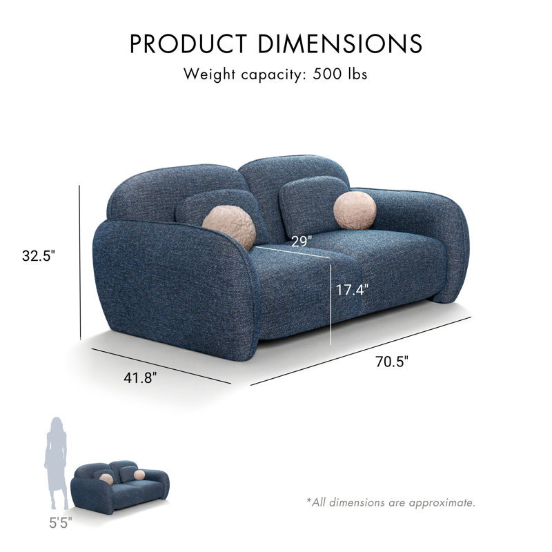 Alysa 3-Piece Sofa Set, Blue, 3