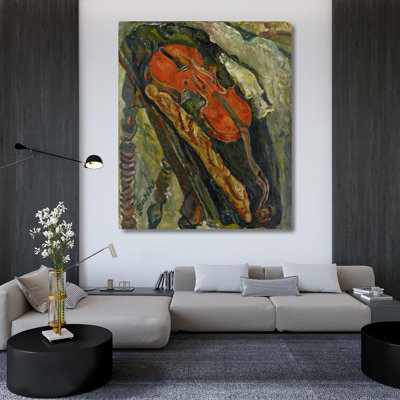 «Still Life with Violin, Bread and Fish» par Chaïm Soutine - Art mural sur toile tendue avec châssis