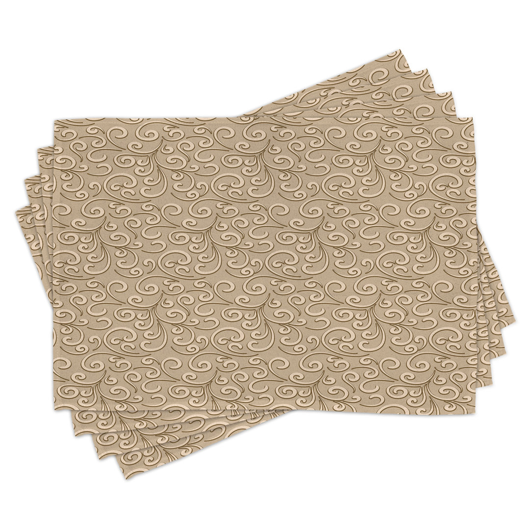 Platzdeckchen 4er Set, Damast Floral Victorian, Beige