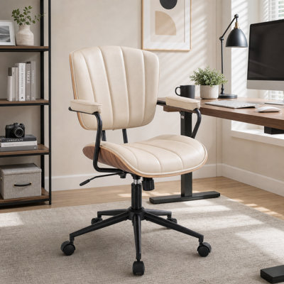 Pu Leather With Modern Walnut  Office Chairs