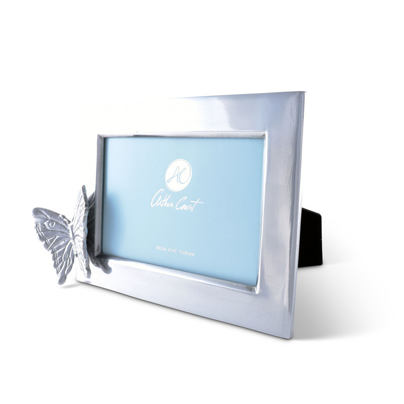 Classic 4x6 Silver Aluminum Butterfly Tabletop Photo Frame