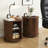 Set of 2 Mid-Century Modern Cylinder End Tables with Built-in Charging Station, Sliding Door, and 2-Tier Storage.-1579626144