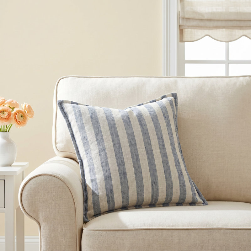 Asherton Striped Linen Reversible Throw Pillow