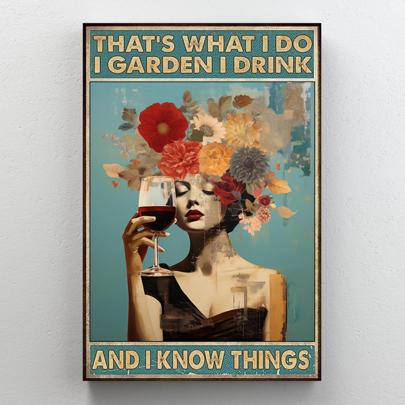 «Larresha Woman I Garden I Drink 2», impression sur toile, H 14 po x l 11 po x P 1,25 po