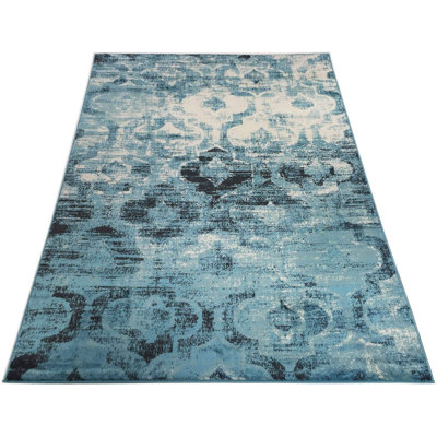 Tapis bleu océan délavé 8 pi x 10 pi
