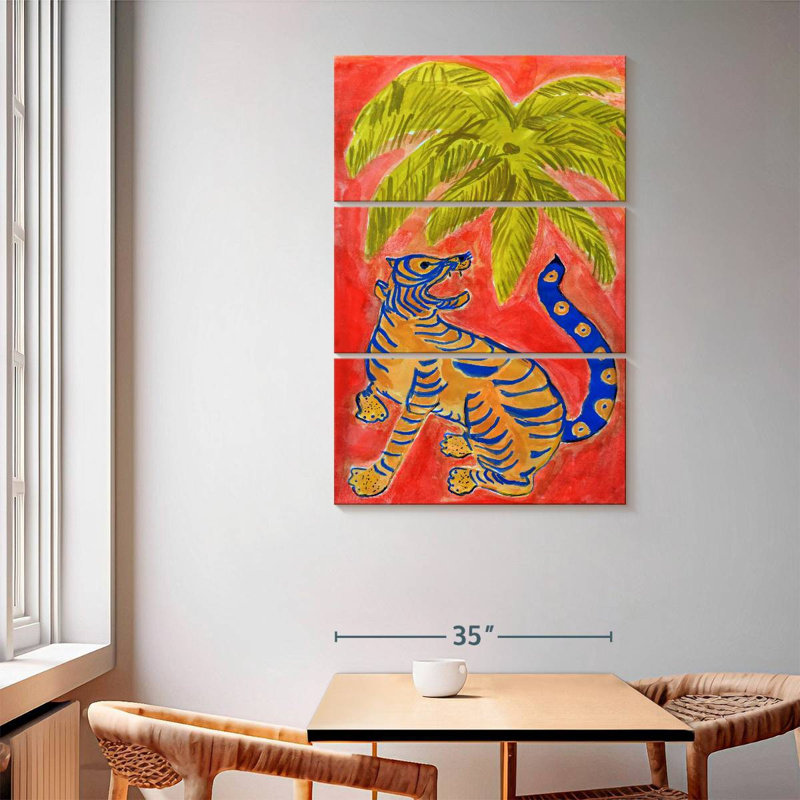 Brampt Tiger Under Palms, 65" H x 42" W