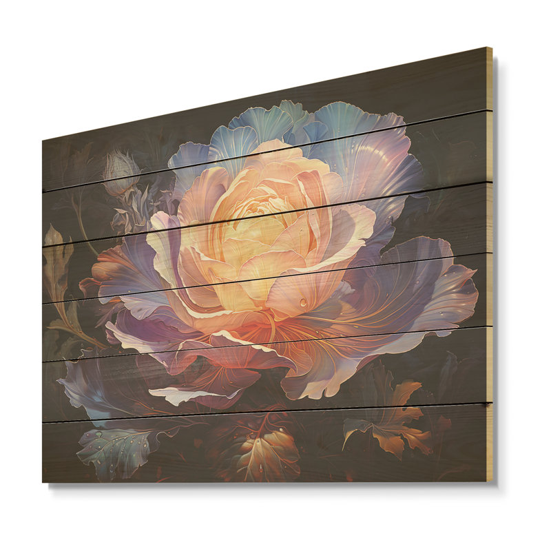 Peony Petals Elegance - panneau de bois pivoines sur bois de pin naturel, H 10 po x l 20 po