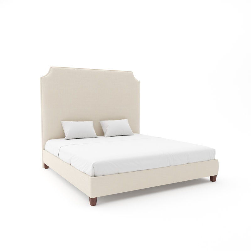 Caldwell Custom Upholstered Bed with 9" Rails, White, Maestro Ultra Performance Latte, King