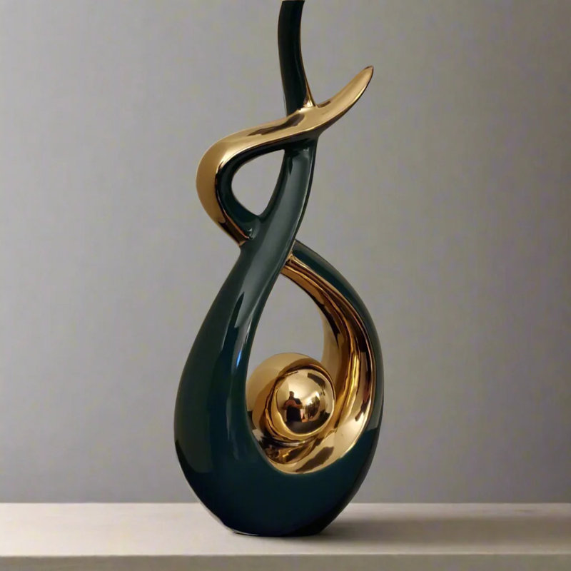 Ember Echoes | Ceramic Mantel, Tabletop & Shelf Accent | Modern Home Decor - Tall, Green