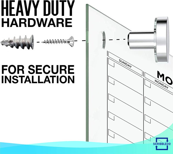 Scribbledo Glass Whiteboard Calendar 34x46” Quarterly Planner White Board Calendar Dry Erase Board 3 Month Dry Erase Calendar for Wall Glass Calendar