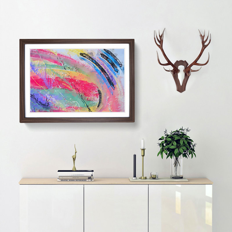 In a Trance in Abstract - Framed Print, 50cm H x 76cm W x 2cm D, Walnut