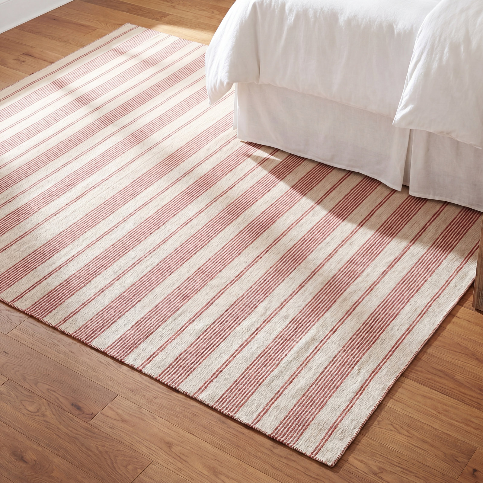 Shastina Red Ivory Hand-Woven Striped Rug, Rectangle 5' x 8'