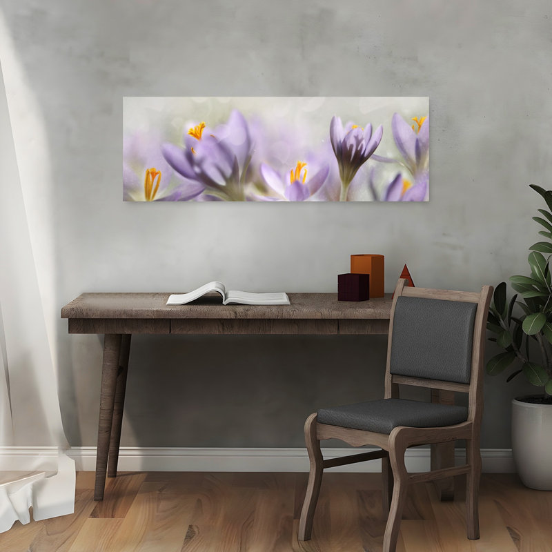 Rêve mauve, crocus délicat, lavande, violet, fleur, nature, art mural, H 12 po x l 36 po