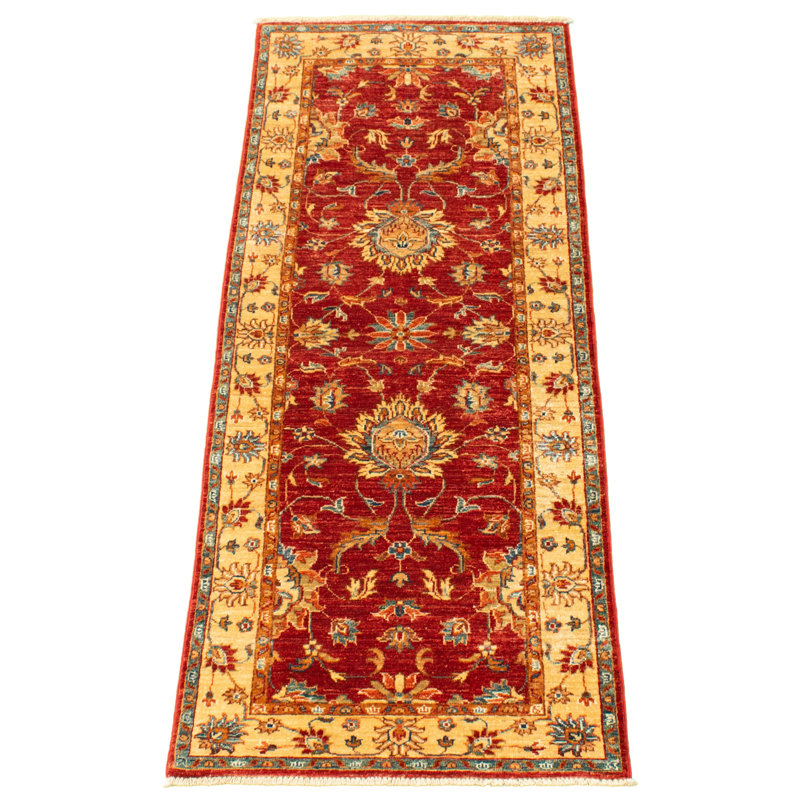 Tapis de couloir unique en laine noué à la main rouge nouvel âge 2 pi 6 po x 6 pi 8 po Harry-John