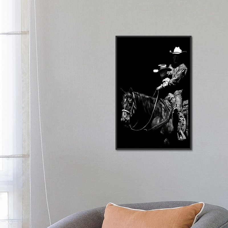 « scratching rodeo ii », impression sur toile, H 26 po x l 18 po x P 1,5 po, Pas de tapis, Toile avec cadre flottant noir