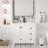 Meuble-lavabo moderne 36 "avec plateau en résine et lavabo, couleur blanche, sans robinet