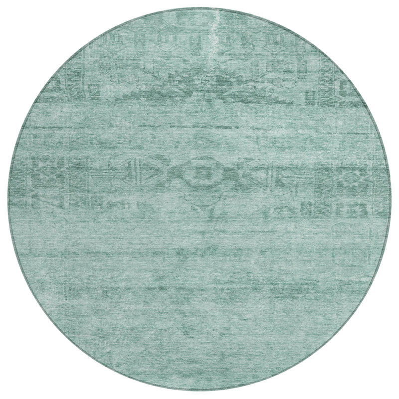 Charix Teal Washable Indoor-Outdoor Rug - LOOMLAN, 8' x 8'