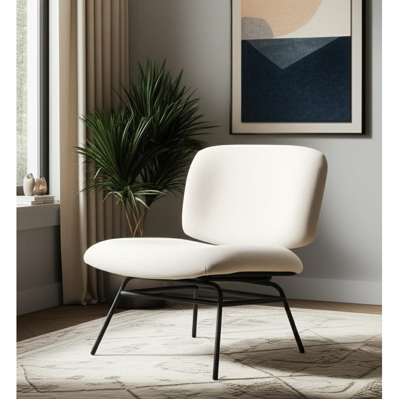  Cream Chenille Slipper Chair