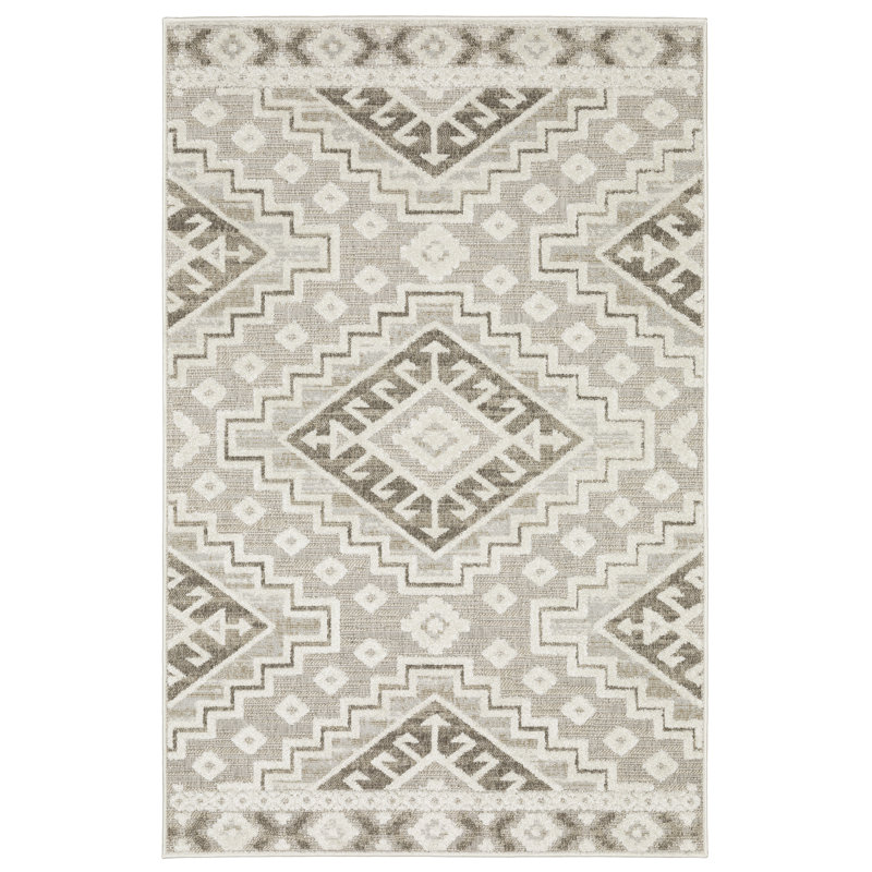Tapis beige / brun Tomiris, Rectangle 6 pi 7 po x 9 pi 6 po
