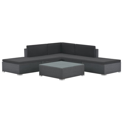 Ensemble de canapé en rotin PE noir