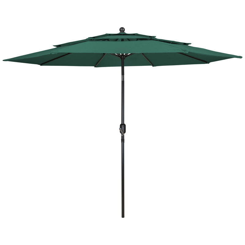 Parasol de marché pour terrasse 9,75 pi avec manivelle et inclinaison, Vert