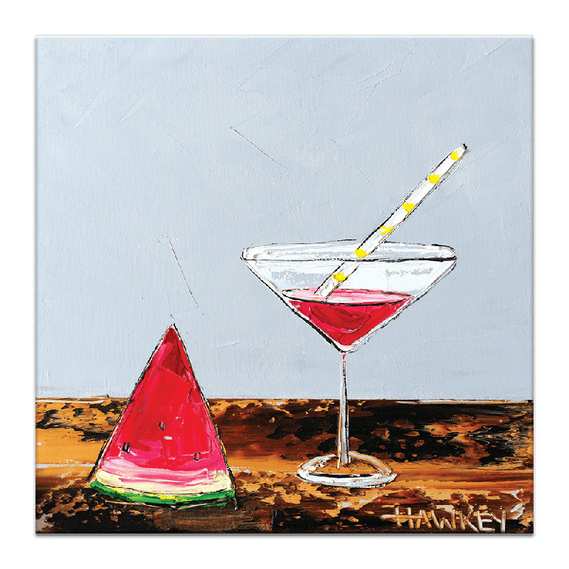 Watermelon Cocktail 3 by Angela Hawkey - Painting, 41cm H x 41cm W x 3cm D, Wrapped Canvas