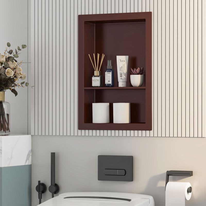 Armoire murale encastrée en métal, Blanc, No, H 19,8 po x l 13,9 po x P 3,9 po