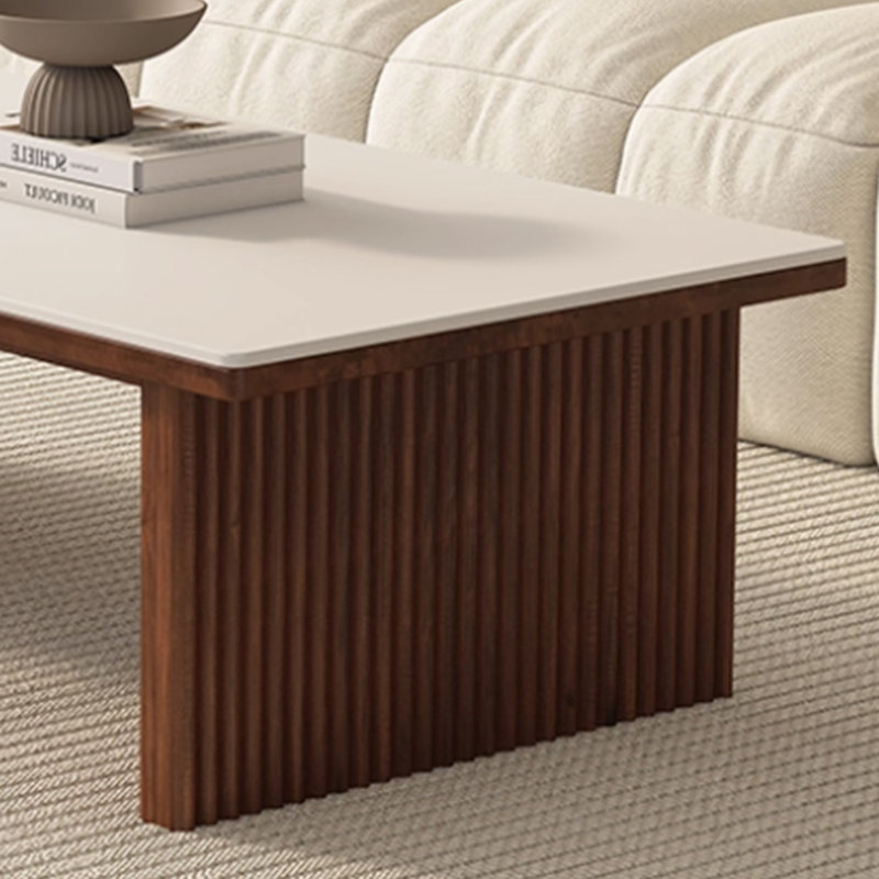 Table basse en bois massif au design minimaliste, Brun, H 15,74 po x L 47,24 po x l 23,62 po, Blanc