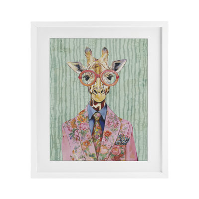 Tall Stylish Giraffe Framed Print Under Glass, design by Svetlana Aleynikova