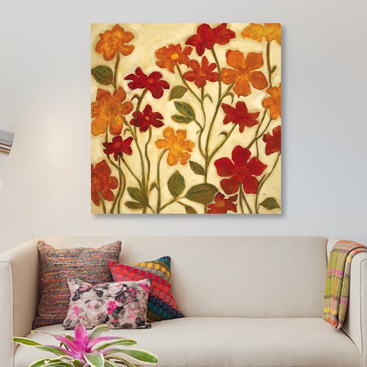 « happy home fleurs ii », impression sur toile, H 12 po x l 12 po x P 1,5 po, Pas de tapis, Toile tendue