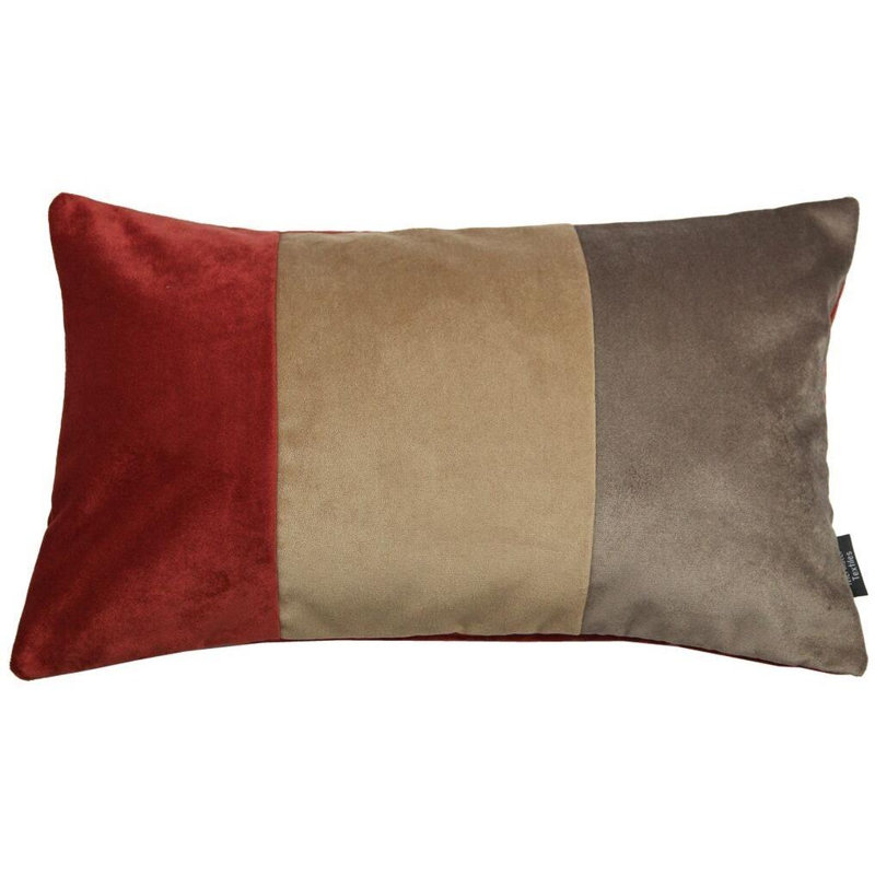 Zula Patchwork Rectangular Cushion, 40 x 60cm, Red/Brown