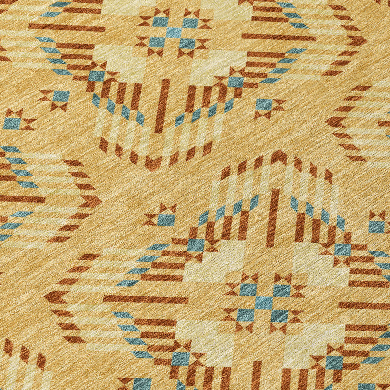 Machine Washable Indoor/Outdoor Chantille ACN2563 Geometric Rug, Gold, 8' x 10'