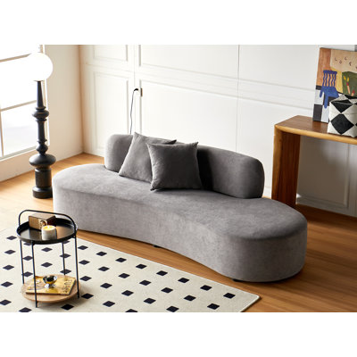 Canapé incurvé de 90 po avec coussins décoratifs, canapé de luxe en velours 4 places avec demi-lune et mousse haute densité, idéal pour les salons modernes, les bureaux et les appartements, gris