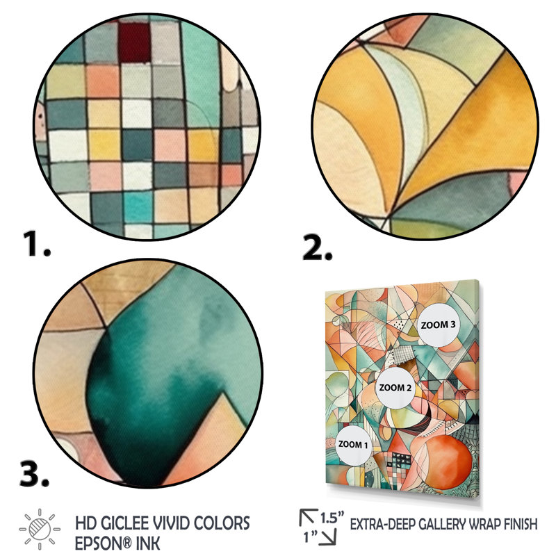 La géométrie de la couleur - décoration murale géométrique moderne, H 20 po x l 12 po x P 1 po, Toile tendue