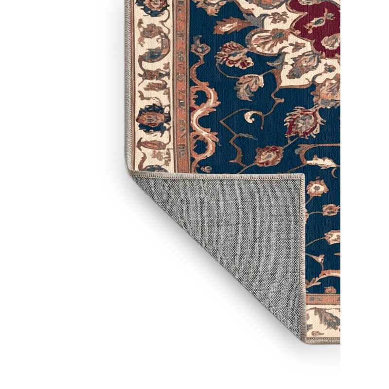 Tapis brun Tabriz lavable à la machine, Carré 7 pi