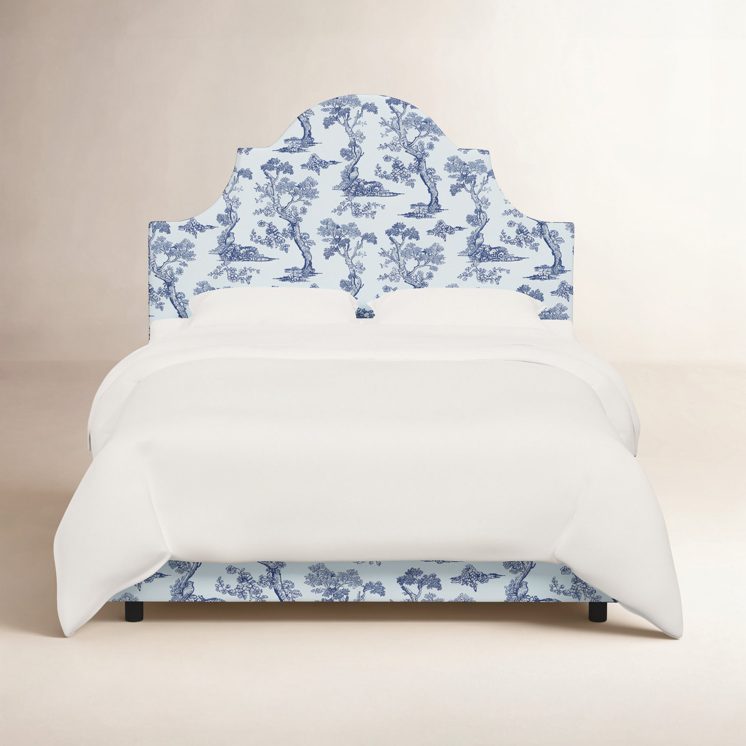 Geneva Cotton Upholstered Bed, Twin, Scm Toile Blue Linen