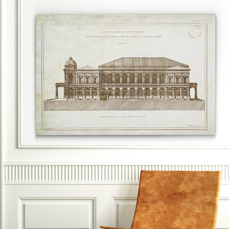 « architecture sketch ii », impression, H 24 po x l 36 po x P 1,5 po, Pas de tapis, Toile tendue
