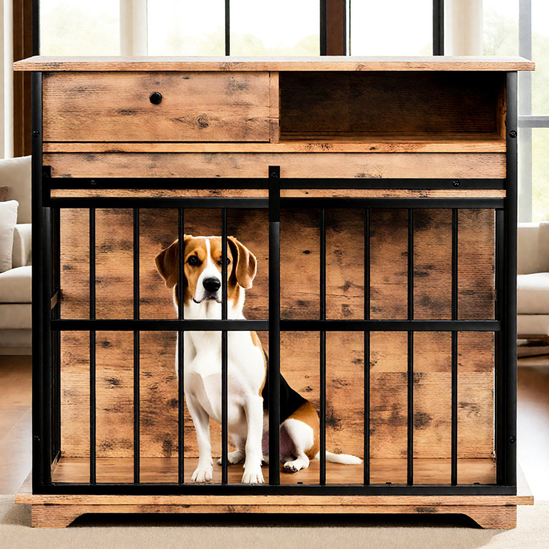 Niche pour chien sécuritaire et sécuritaire avec barres arrondies, hauteur de 33,58 po, utilisation à l'intérieur de nombreux meubles de caisse