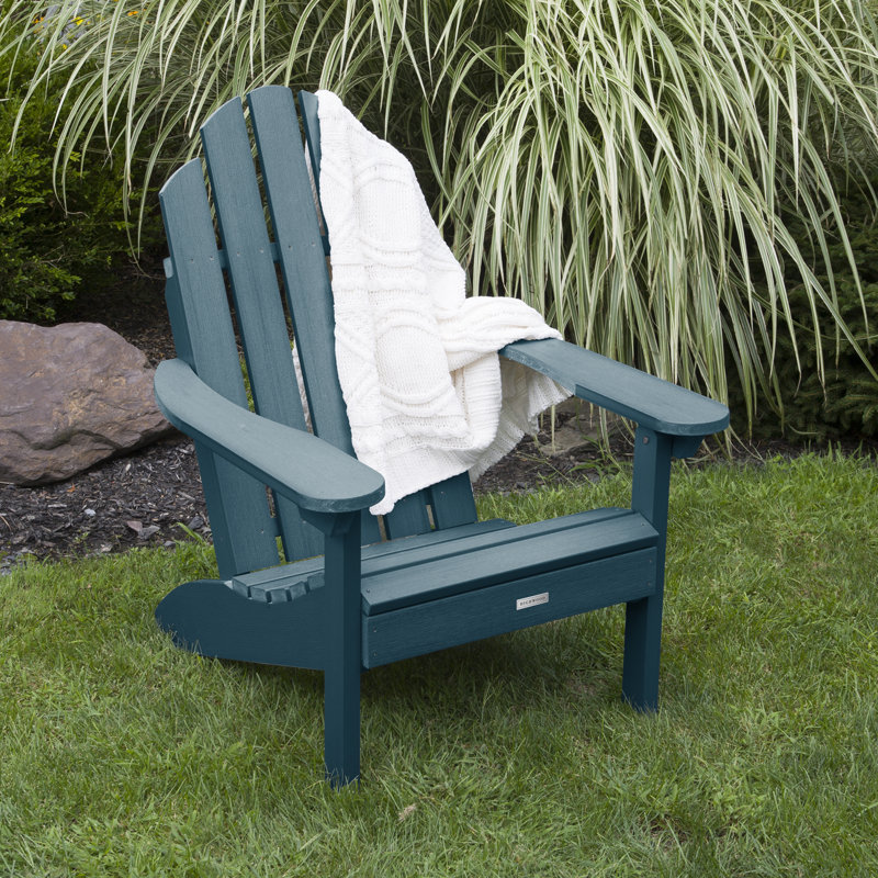 Chaise Adirondack pliante en plastique avec table Anette, Bleu Nantucket