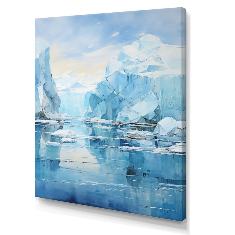 Blue Iceberg, symphonie arctique sur toile, H 40 po x l 30 po x P 1,5 po, Toile tendue