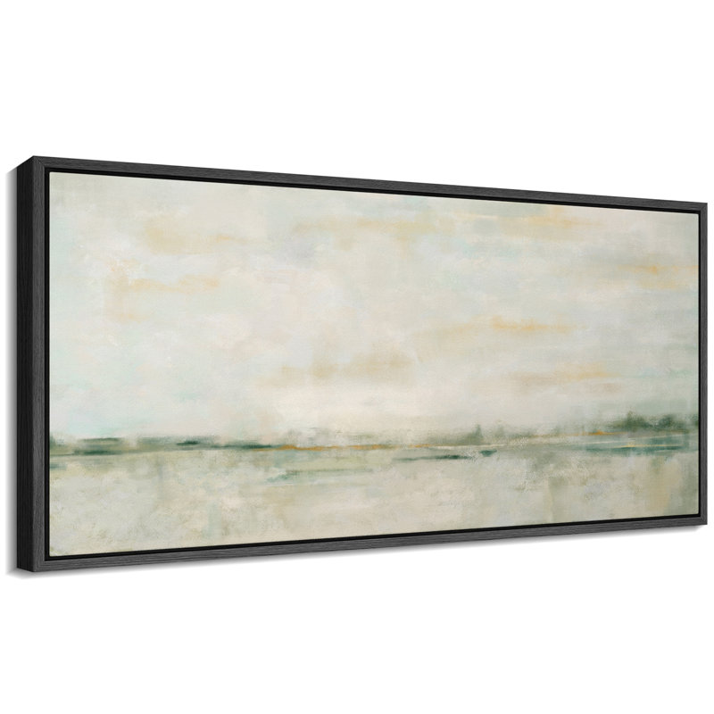 Minimal Landscape Subtle Abstract in Soft Tones Modern Art Extra Large Artwork Print Wall Art, 20" H x 60" W, Black