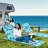 3 Pieces Beach Lounge Chair Mat Set 2 Adjustable Lounge Chairs With Table Stripe