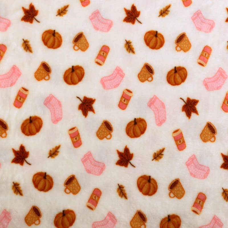 Ensemble de draps en molleton imprimé Betsey Johnson, Twin, Pumpkin Spice Girl Orange